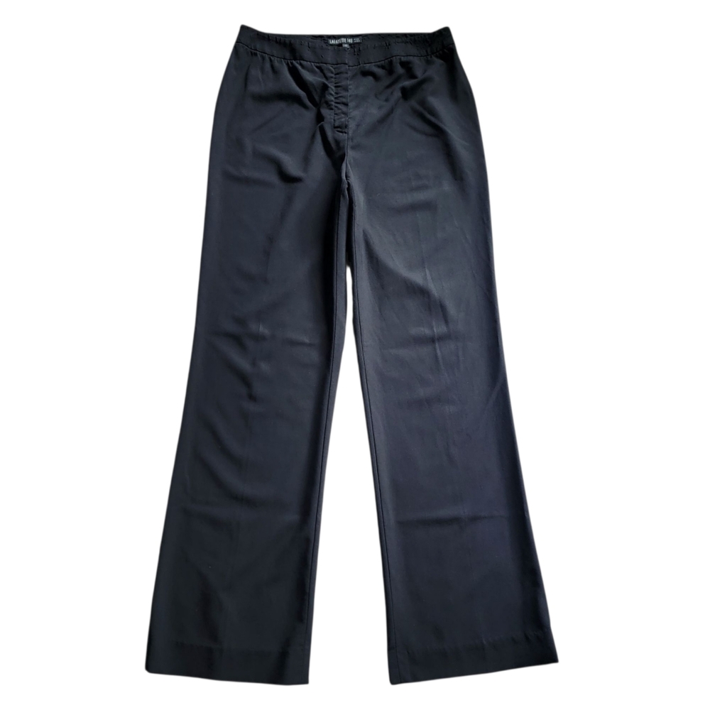 Lafayette 148 Black Wool High Rise Wide Leg Tailored Business Office Dress Pants